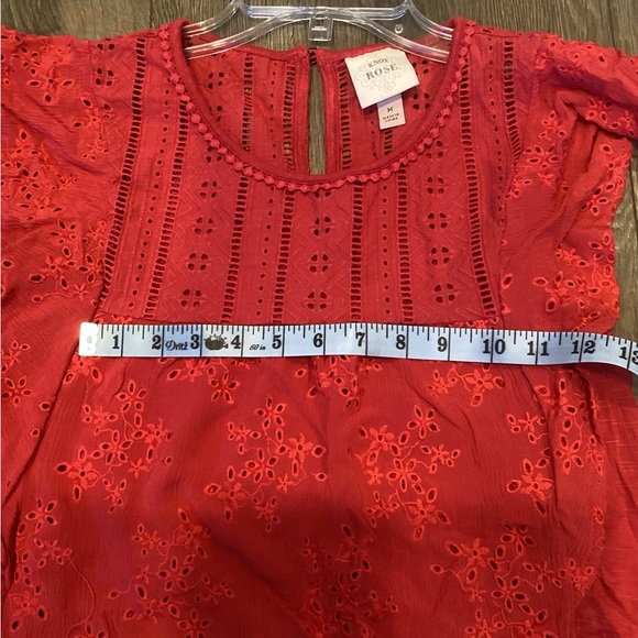 Red Eyelet Lace Top - Picture 11 of 15